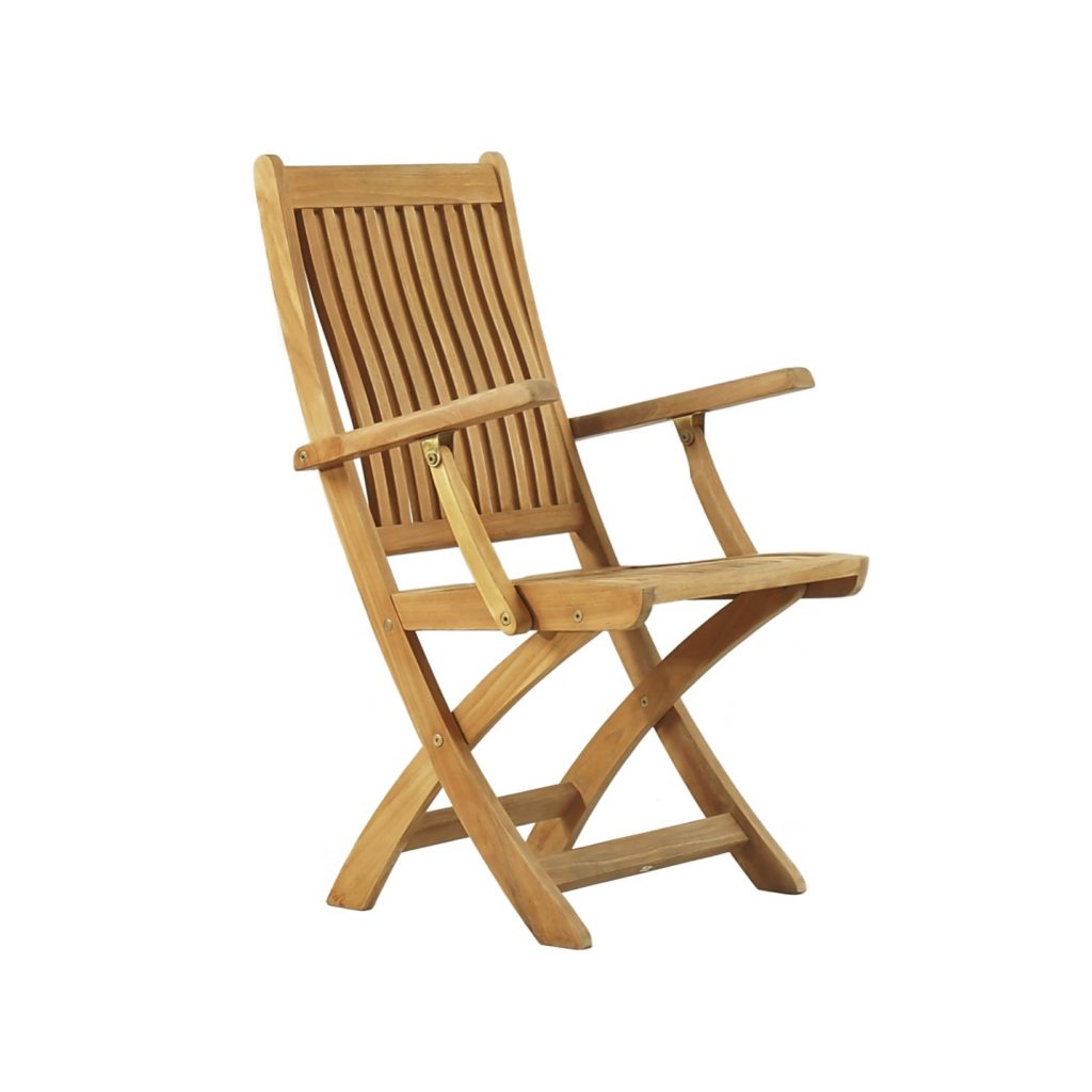 Teak natural finished folding chair for outdoor living classic