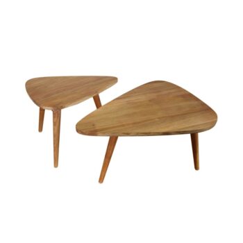 Danish vintage retro teak solid triangle coffee table large and small sets with oil finished
